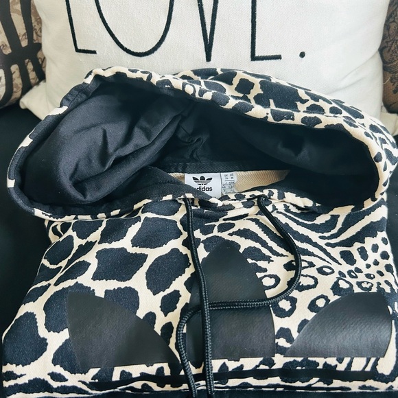 Adidas All-Over Animal Print Cropped Hoodie Sz M🔥🔥🔥 - Picture 5 of 5